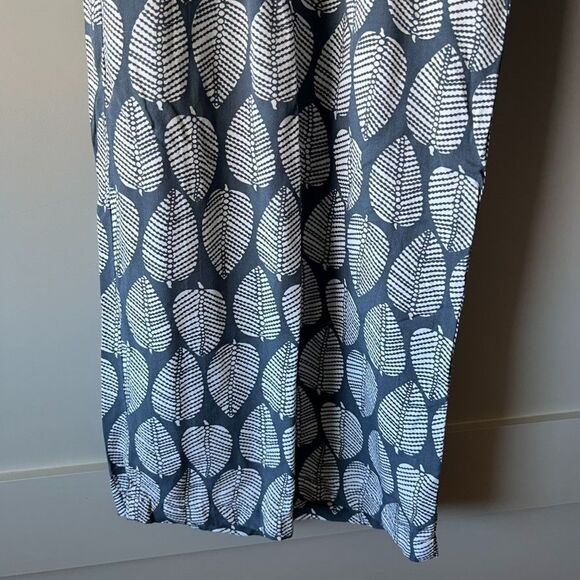 Style Park 1 Women Wide Leg Pants One Size Blue Leaves Boho Beach Tropical Rayon - Picture 4 of 14